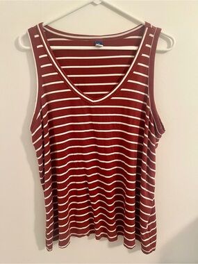 Old Navy Luxe Striped V-Neck Tank - Rust & White